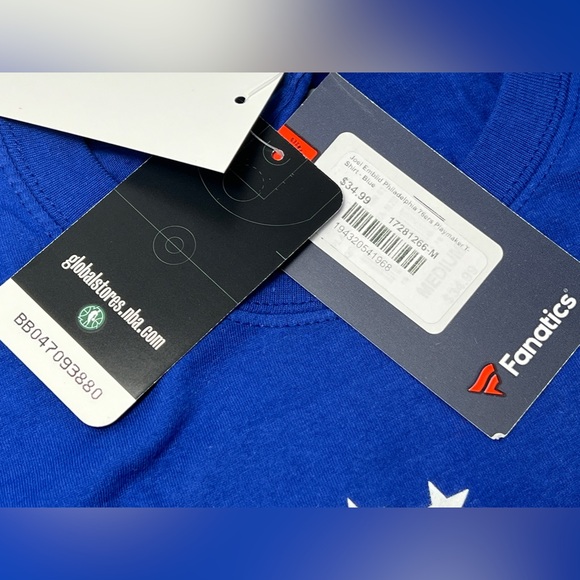 Joel Embiid Philadelphia 76ERS Mens Medium Blue Playmaker T Shirt NBA Playoffs - Picture 11 of 11